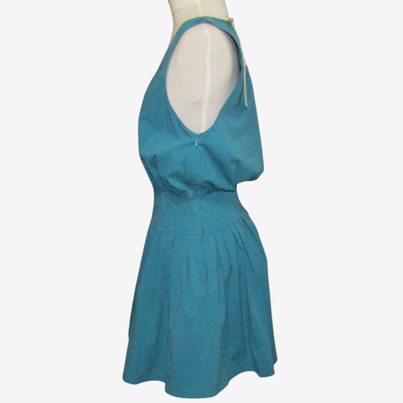 Ramy Brook Blue Adena Mini Dress Womens Size S Cotton Poplin Sample New FLAW - Picture 5 of 14